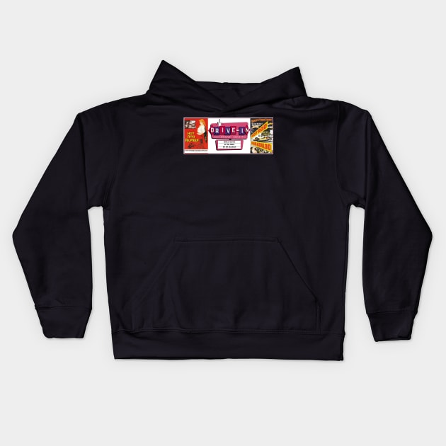 Drive-In Double Feature - Hot Rod Rumble & Hot Rod Hullabaloo Kids Hoodie by Starbase79